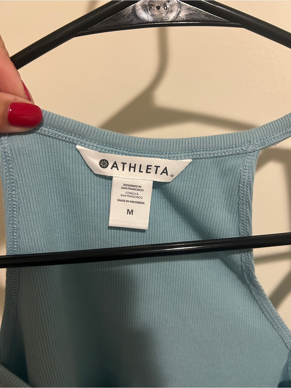 New! Athleta Light Blue Signature Rub Wide Binding Tank Crop Tank Medium NWT - Picture 2 of 4